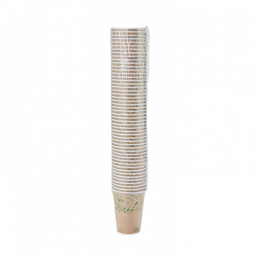 EcoSmart Recycled Fiber Hot/Cold Cups, 12 oz, Paper, Kraft/Green, 50/Sleeve, 20 Sleeves/Carton (2342R)