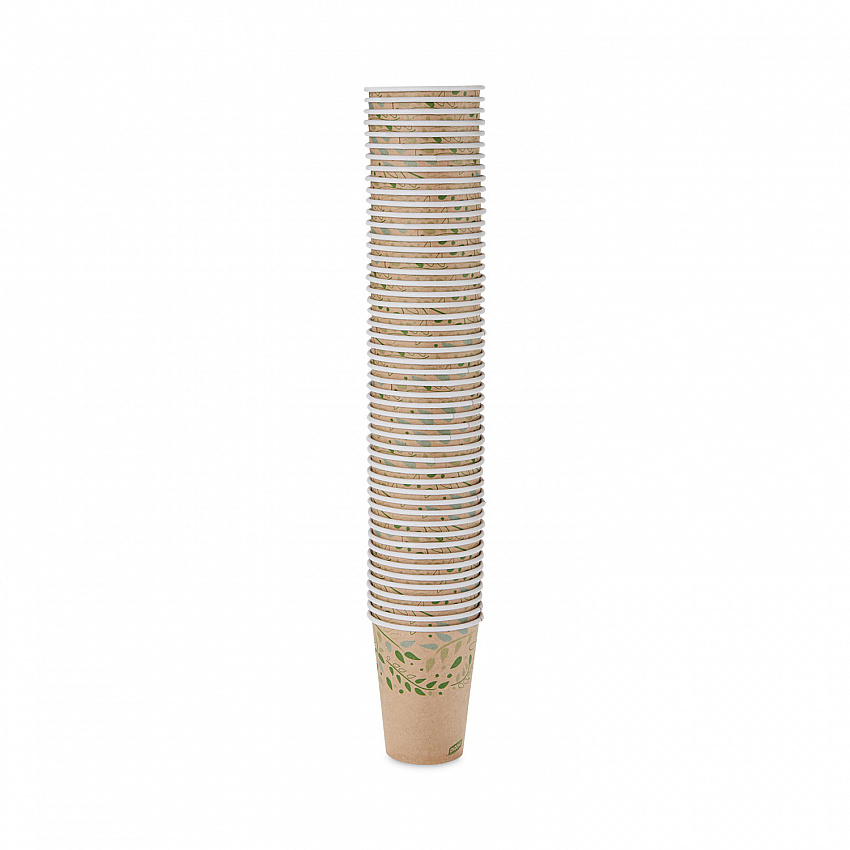 EcoSmart Recycled Fiber Hot/Cold Cups, 12 oz, Paper, Kraft/Green, 50/Sleeve, 20 Sleeves/Carton (2342R)