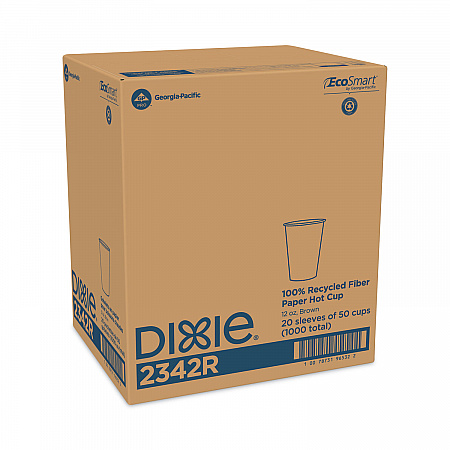EcoSmart Recycled Fiber Hot/Cold Cups, 12 oz, Paper, Kraft/Green, 50/Sleeve, 20 Sleeves/Carton (2342R)