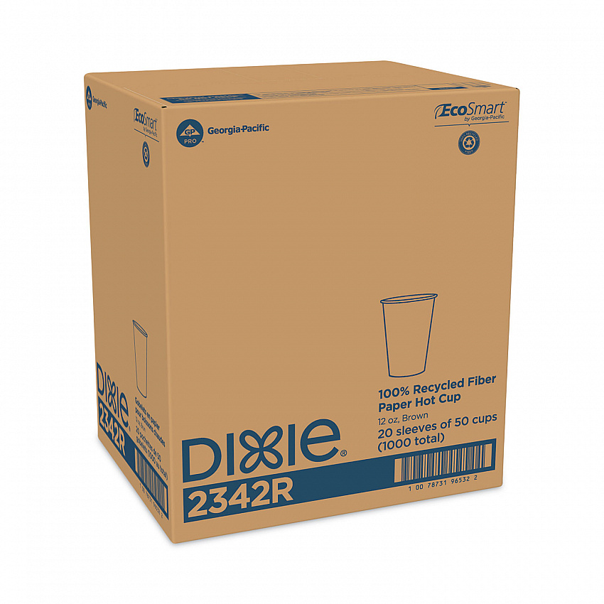 EcoSmart Recycled Fiber Hot/Cold Cups, 12 oz, Paper, Kraft/Green, 50/Sleeve, 20 Sleeves/Carton (2342R)