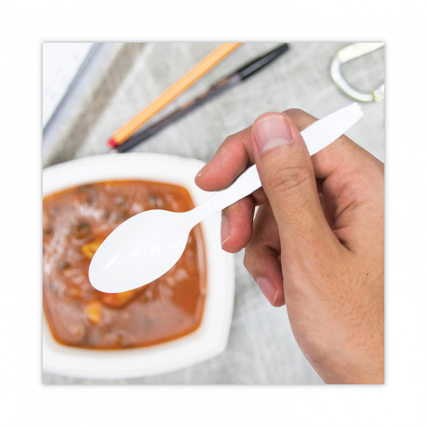 Impress Heavyweight Full-Length Polystyrene Cutlery, Spoon, Plastic, White, 1,000/Carton (HSWT0007)