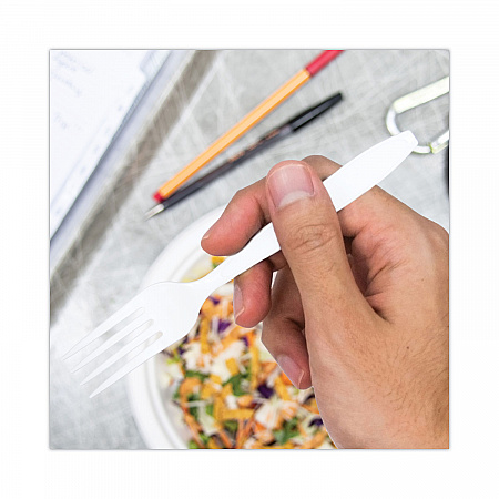 Impress Heavyweight Full-Length Polystyrene Cutlery, Fork, Plastic, White, 1,000/Carton (HSWF0007)