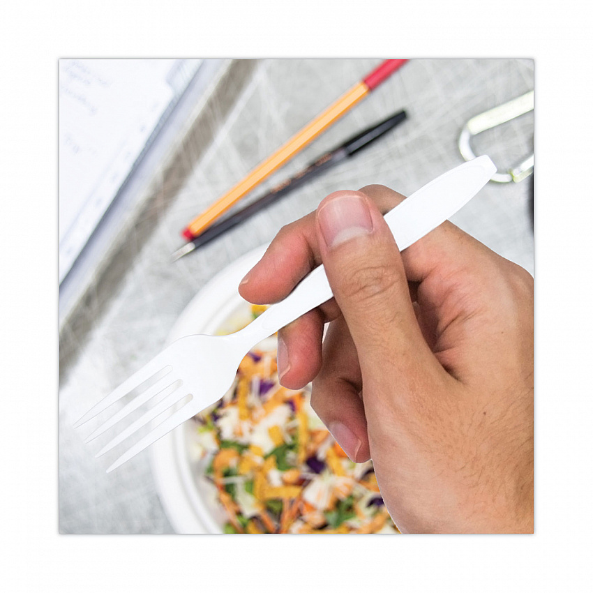 Impress Heavyweight Full-Length Polystyrene Cutlery, Fork, Plastic, White, 1,000/Carton (HSWF0007)
