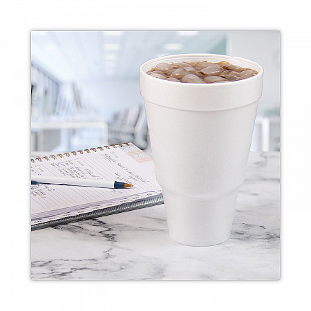 Foam Drink Cups, Tapered Bottom, 32 oz, White, 25/Bag, 20 Bags/Carton (32AJ32)