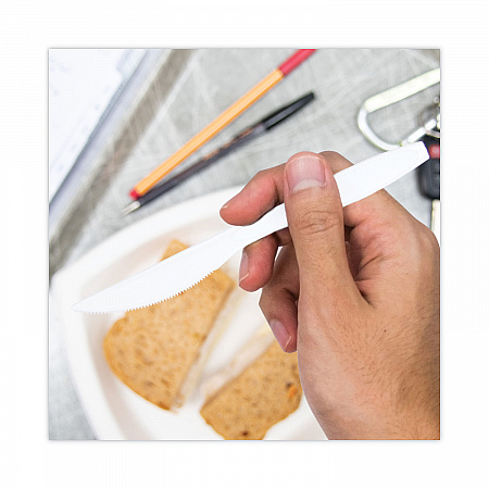 Impress Heavyweight Full-Length Polystyrene Cutlery, Knife, Plastic, White, 1,000/Carton (HSWK0007)