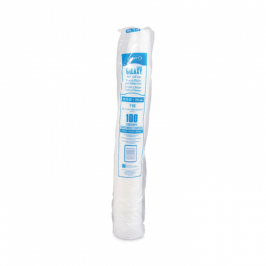 High-Impact Polystyrene Cold Cups, 10 oz, Plastic, Translucent, 100/Sleeve, 25 Sleeves/Carton (Y10)