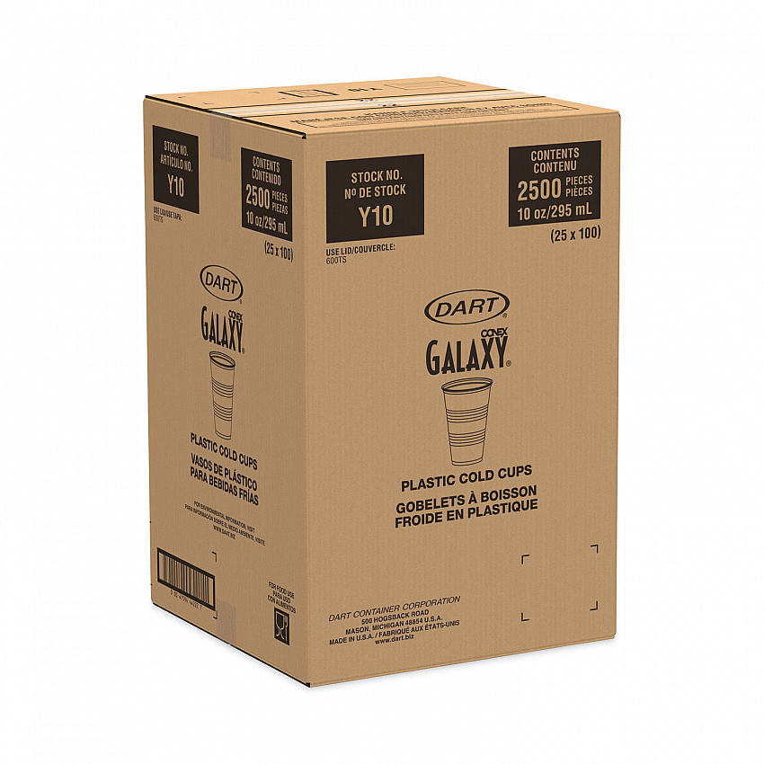 Galaxy Translucent Cups, 10 oz, Plastic, 100/Pack (Y10PK)