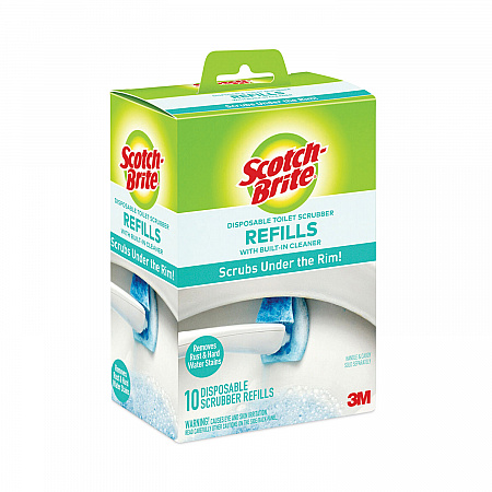Disposable Toilet Scrubber Refill, Blue/White, 10/Pack (558RF)