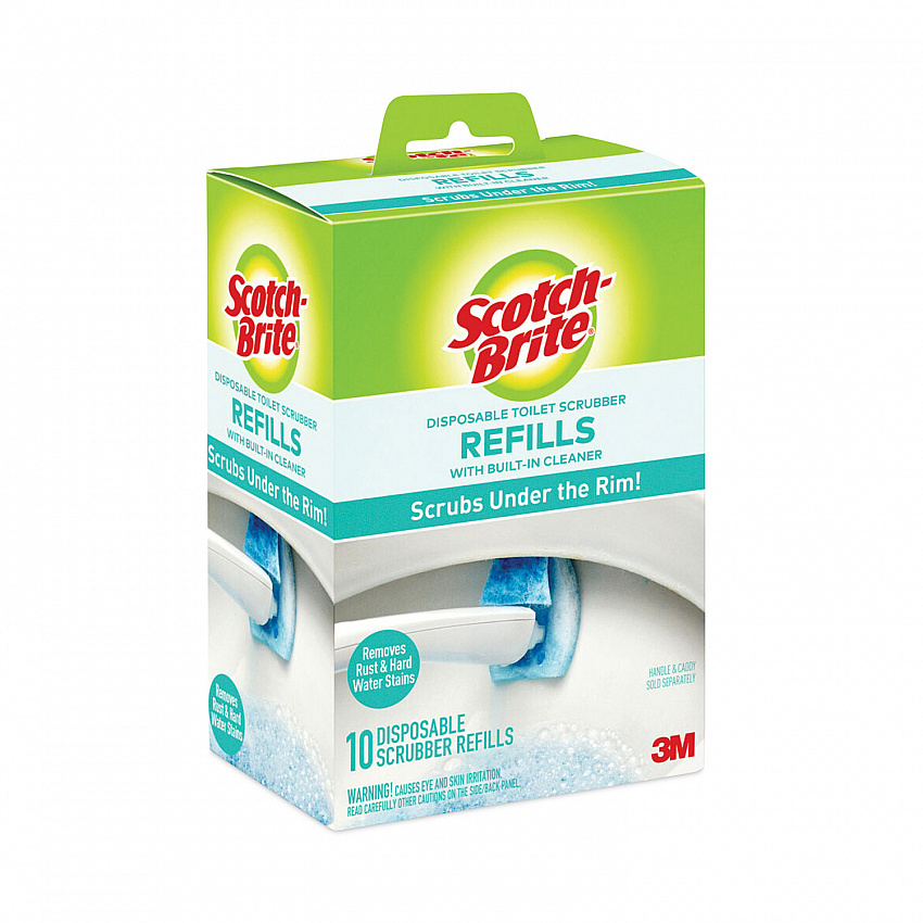 Disposable Toilet Scrubber Refill, Blue/White, 10/Pack (558RF)