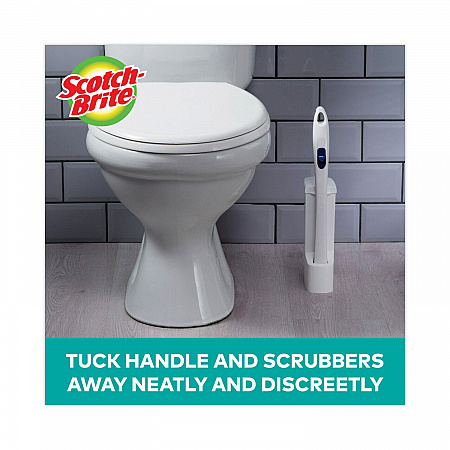 Toilet Scrubber Starter Kit, 1 Handle and 5 Scrubbers, White/Blue (558SK4NP)