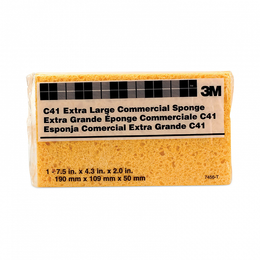 C41 Extra Large Commercial Sponge, 7.5 x 4.3, 2" Thick, Yellow, 24/Carton (07456)