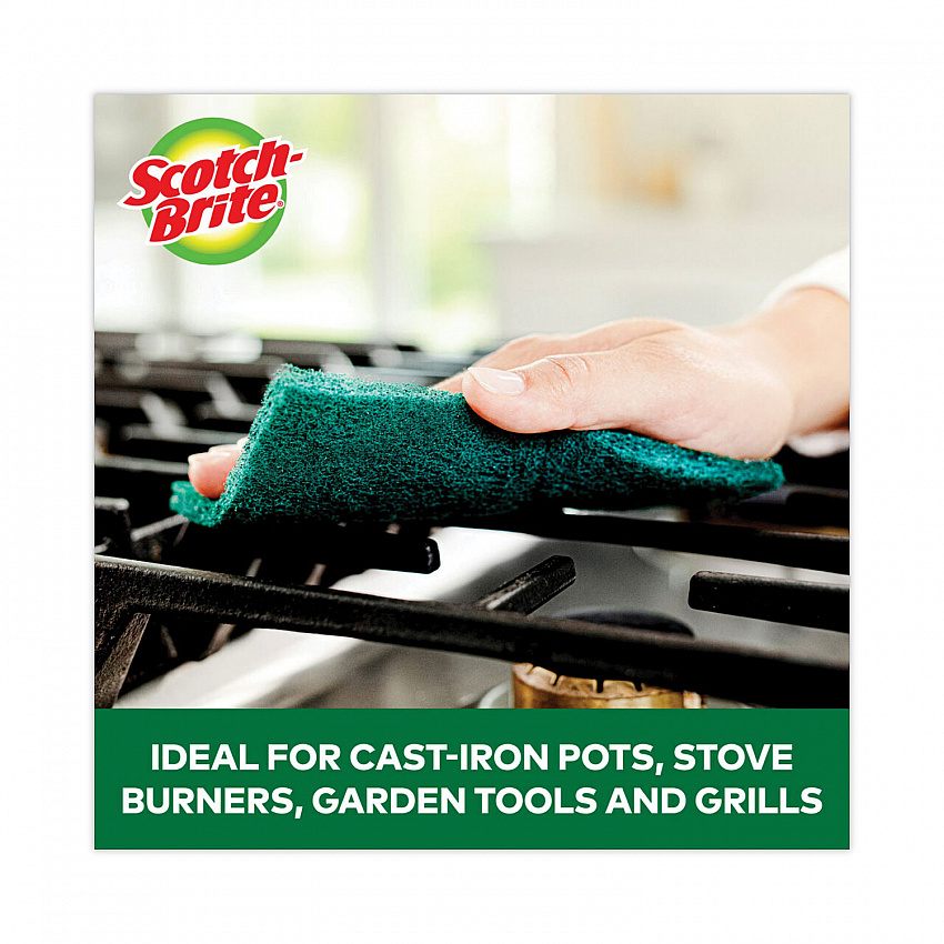 Heavy-Duty Scouring Pad, 3.8 x 6, Green, 10/Carton (22310CT)