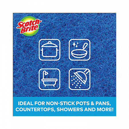 Non-Scratch Scour Pads, 3 x 6, Blue, 10/Carton (62310)