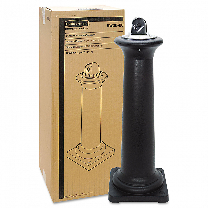GroundsKeeper Tuscan Receptacle, 22.05 gal, 13 dia x 38.38h, Black (9W300BLA)