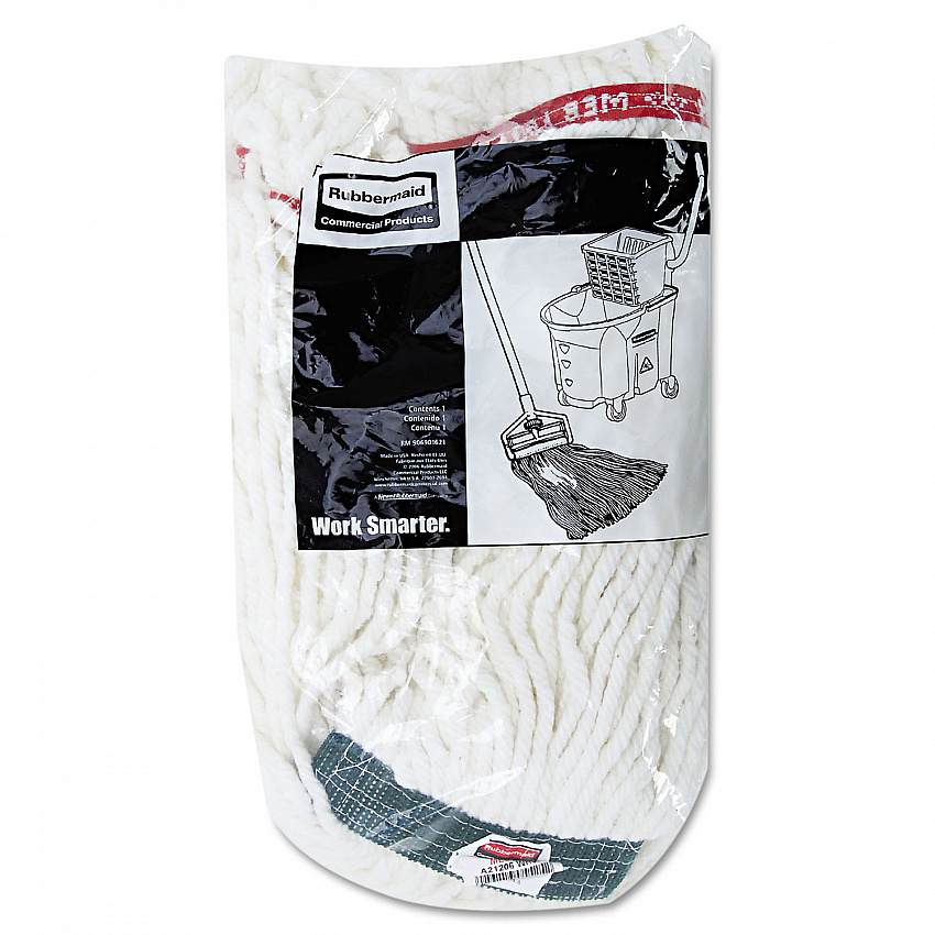 Web Foot Shrinkless Looped-End Wet Mop Head, Cotton/Synthetic, Medium, White (A21206WHI)