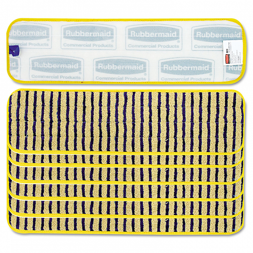Microfiber Scrubber Pad, Vertical Polyprolene Stripes, 18", Yellow, 6/Carton (Q810YEL)
