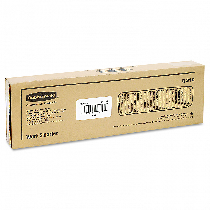 Microfiber Scrubber Pad, Vertical Polyprolene Stripes, 18", Yellow, 6/Carton (Q810YEL)
