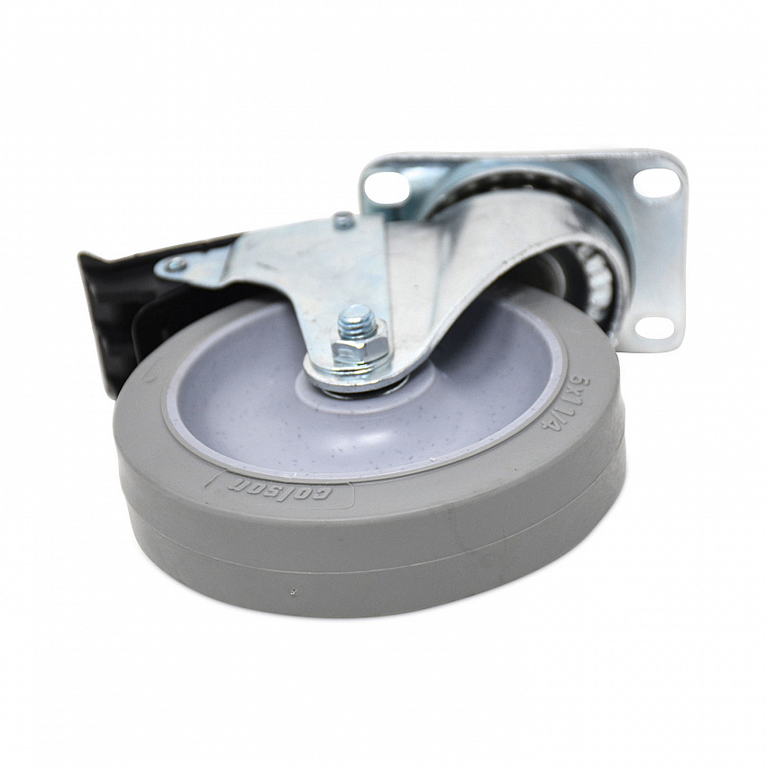 Caster Kit for Mega BRUTE Mobile Collector, Swivel Mount Plate, 5" Wheel, Black, 2/Set (FG9W71L1GRAY)
