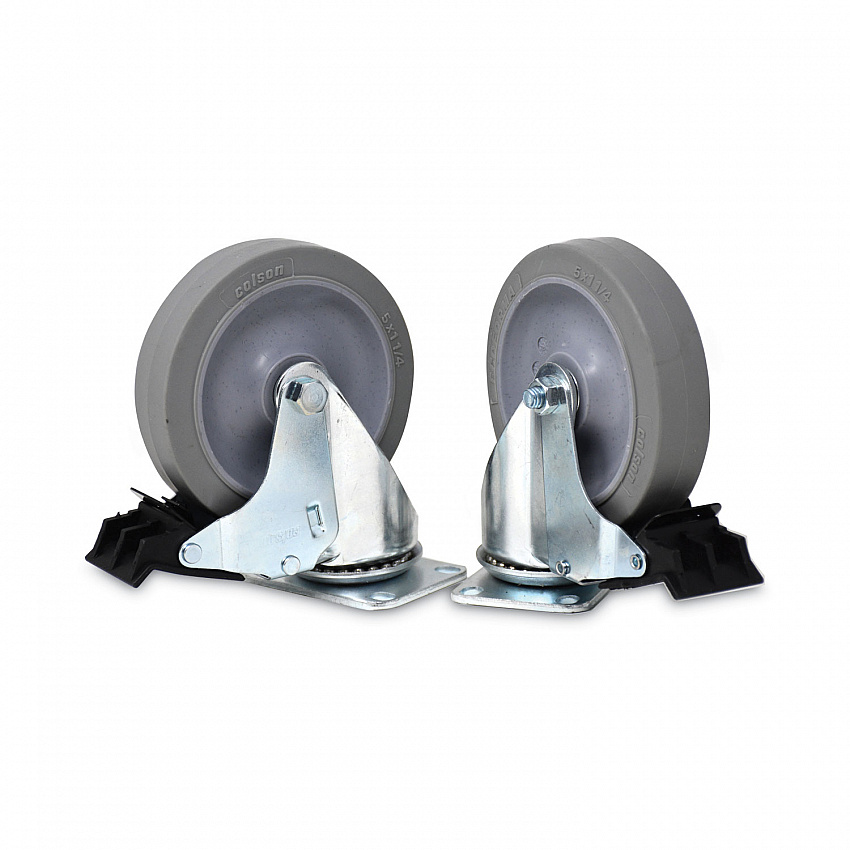 Caster Kit for Mega BRUTE Mobile Collector, Swivel Mount Plate, 5" Wheel, Black, 2/Set (FG9W71L1GRAY)