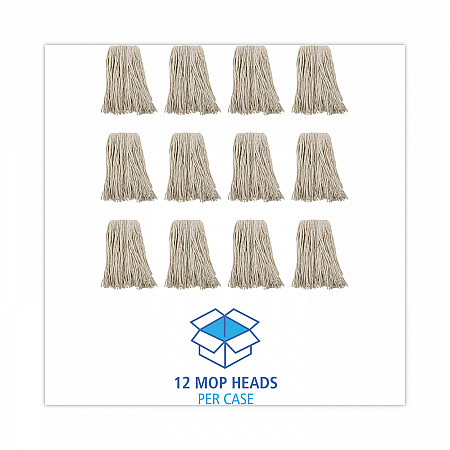 Premium Cut-End Wet Mop Heads, Cotton, 16 oz, White, 12/Carton (216CCT)