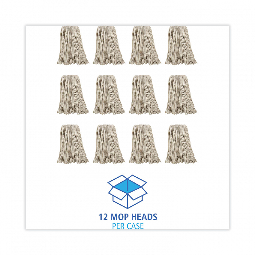 Premium Cut-End Wet Mop Heads, Cotton, 16 oz, White, 12/Carton (216CCT)