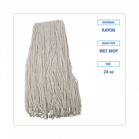 Premium Cut-End Wet Mop Heads, Rayon, 24 oz, White, 12/Carton (224RCT)
