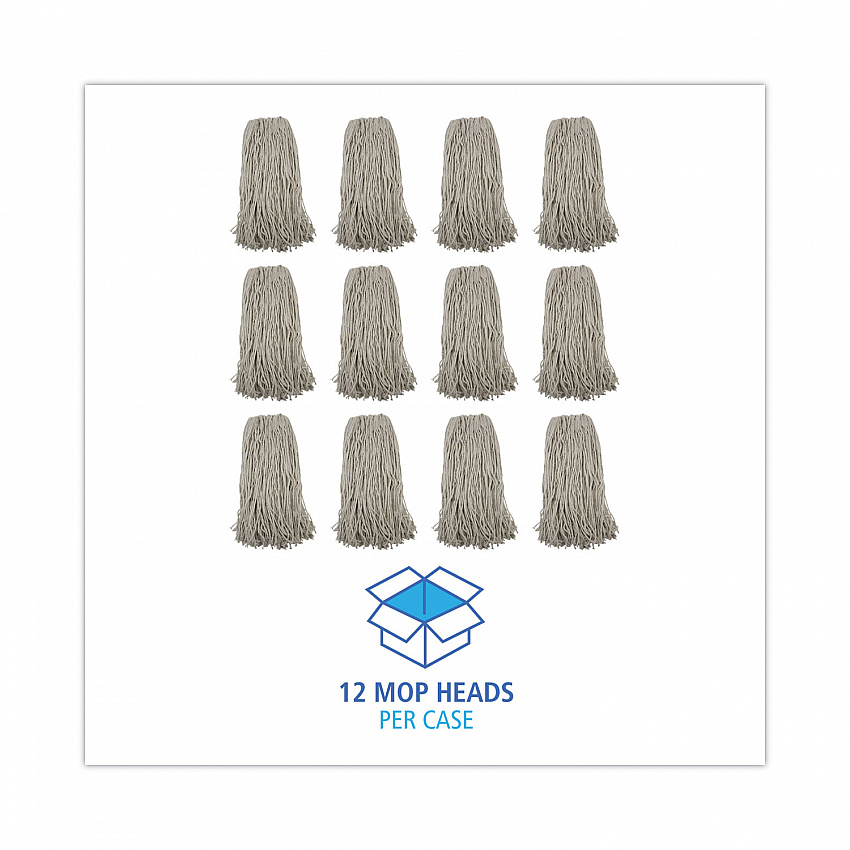 Mop Head, Premium Standard Head, Cotton Fiber, 32 oz, White, 12/Carton (232C)