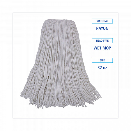 Mop Head, Premium Standard Head, Rayon Fiber, 32 oz, White, 12/Carton (232R)