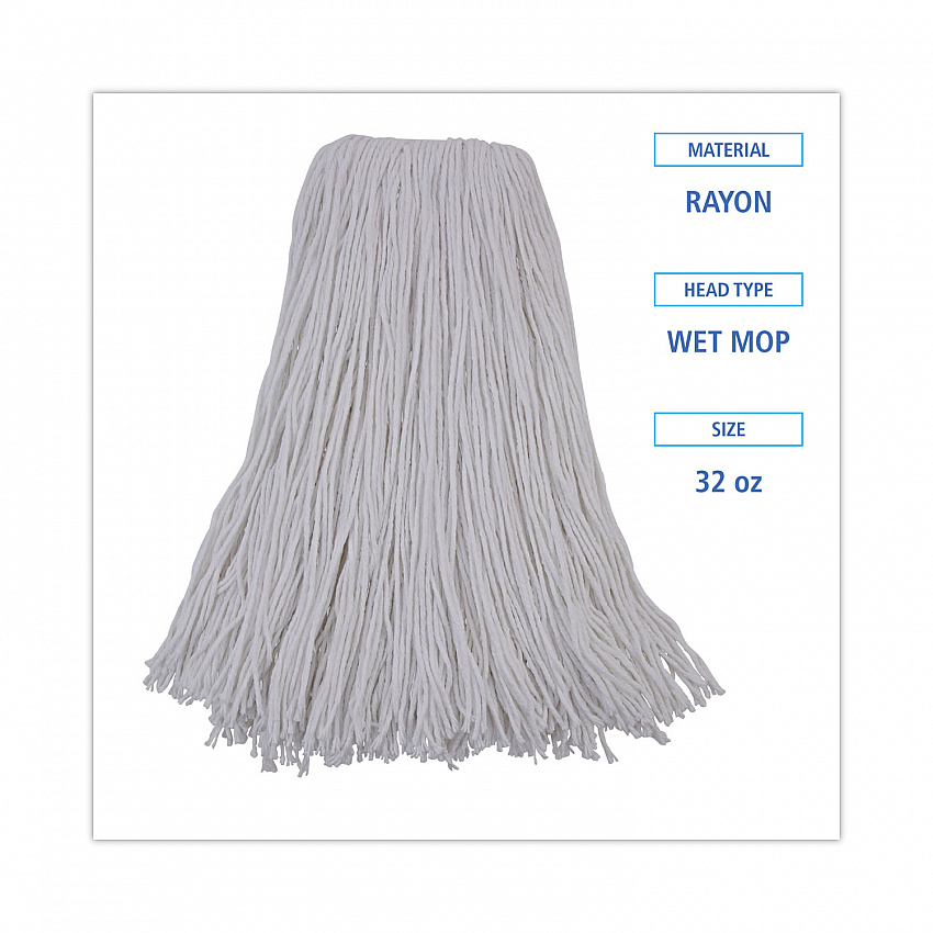 Mop Head, Premium Standard Head, Rayon Fiber, 32 oz, White, 12/Carton (232R)