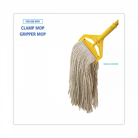 Mop Head, Premium Saddleback Head, Cotton Fiber, 24 oz, White, 12/Carton (324C)