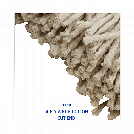 Mop Head, Premium Saddleback Head, Cotton Fiber, 24 oz, White, 12/Carton (324C)