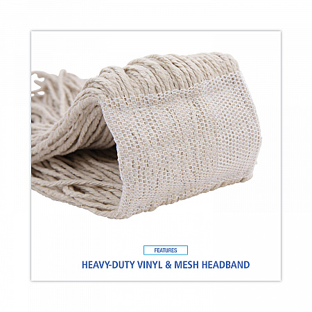 Mop Head, Premium Saddleback Head, Cotton Fiber, 24 oz, White, 12/Carton (324C)