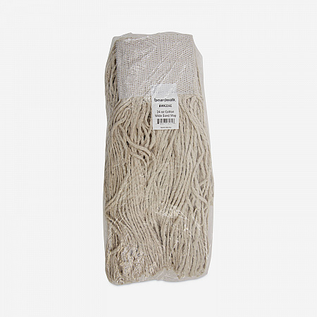 Mop Head, Premium Saddleback Head, Cotton Fiber, 24 oz, White, 12/Carton (324C)