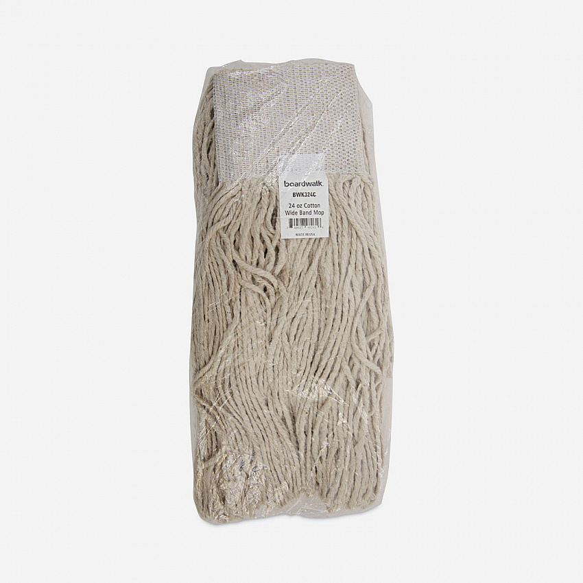 Mop Head, Premium Saddleback Head, Cotton Fiber, 24 oz, White, 12/Carton (324C)