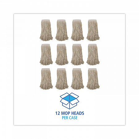 Mop Head, Premium Saddleback Head, Cotton Fiber, 24 oz, White, 12/Carton (324C)