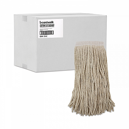 Mop Head, Premium Saddleback Head, Cotton Fiber, 24 oz, White, 12/Carton (324C)