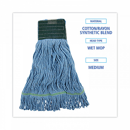 Looped End Mop Kit, Medium Blue Cotton/Rayon/Synthetic Head, 60