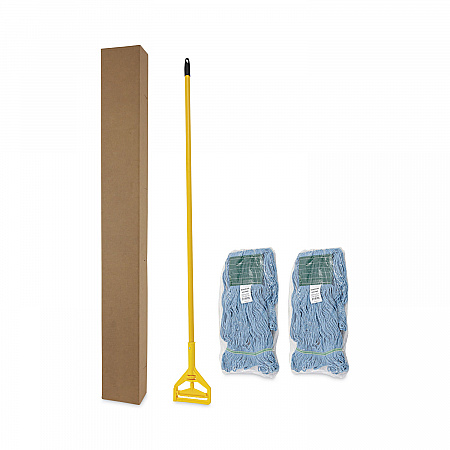 Looped End Mop Kit, Medium Blue Cotton/Rayon/Synthetic Head, 60