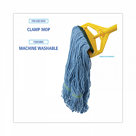 Mop Head, Premium Standard Head, Cotton/Synthetic Fiber, Medium, Blue, 12/Carton (402BL)