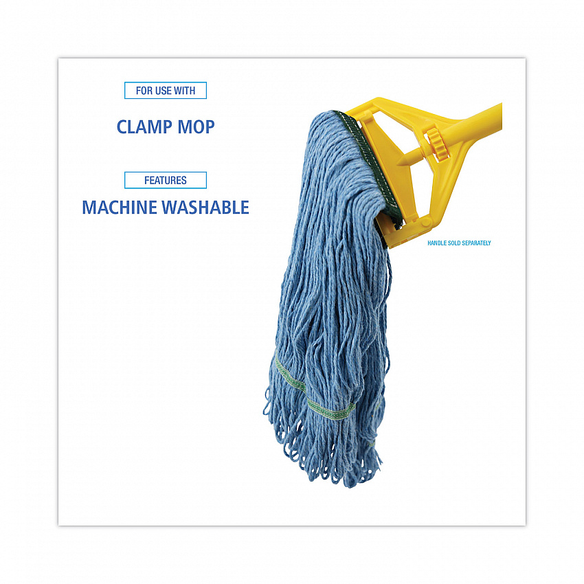 Mop Head, Premium Standard Head, Cotton/Synthetic Fiber, Medium, Blue, 12/Carton (402BL)