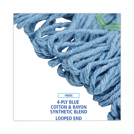 Mop Head, Premium Standard Head, Cotton/Synthetic Fiber, Medium, Blue, 12/Carton (402BL)