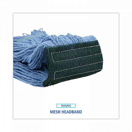 Mop Head, Premium Standard Head, Cotton/Synthetic Fiber, Medium, Blue, 12/Carton (402BL)