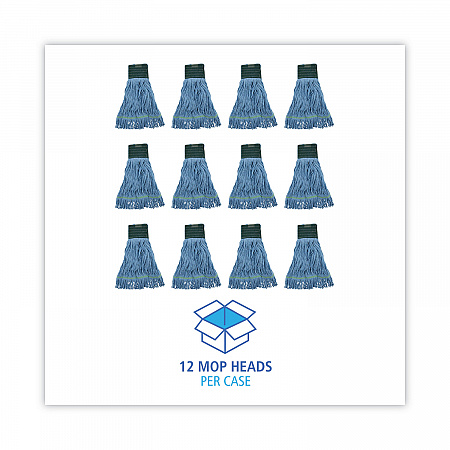 Mop Head, Premium Standard Head, Cotton/Synthetic Fiber, Medium, Blue, 12/Carton (402BL)