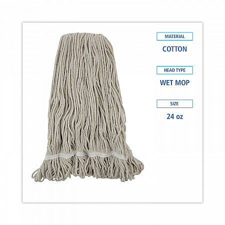 Pro Loop Web/Tailband Wet Mop Head, Cotton, 24 oz, White, 12/Carton (424CCT)