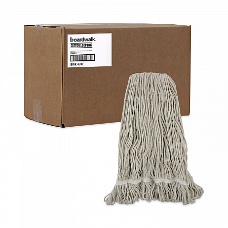 Pro Loop Web/Tailband Wet Mop Head, Cotton, 24 oz, White, 12/Carton (424CCT)
