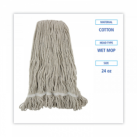 Pro Loop Web/Tailband Wet Mop Head, Cotton, 24 oz., White (424CEA)