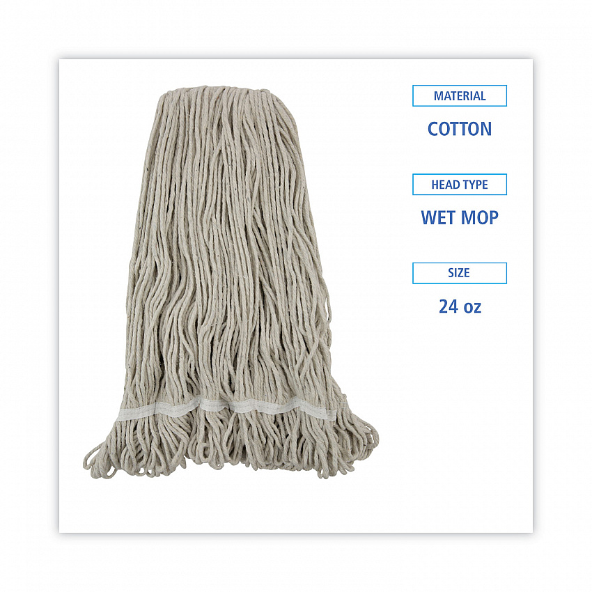Pro Loop Web/Tailband Wet Mop Head, Cotton, 24 oz., White (424CEA)