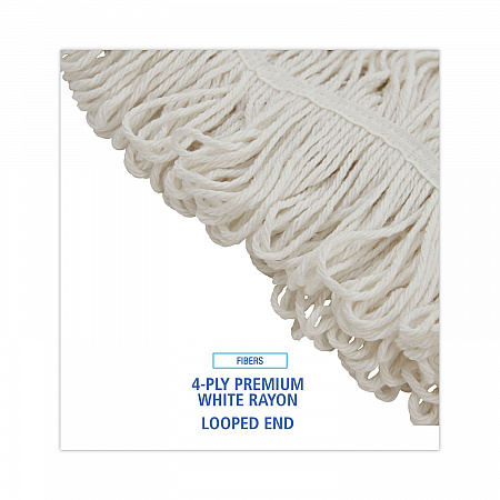 Pro Loop Web/Tailband Wet Mop Head, Rayon, 24 oz, White, 12/Carton (424RCT)