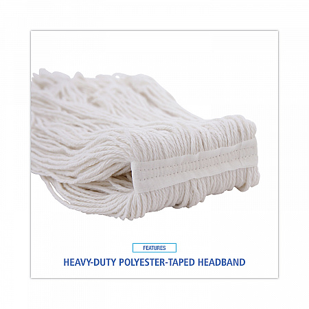 Pro Loop Web/Tailband Wet Mop Head, Rayon, 24 oz, White, 12/Carton (424RCT)