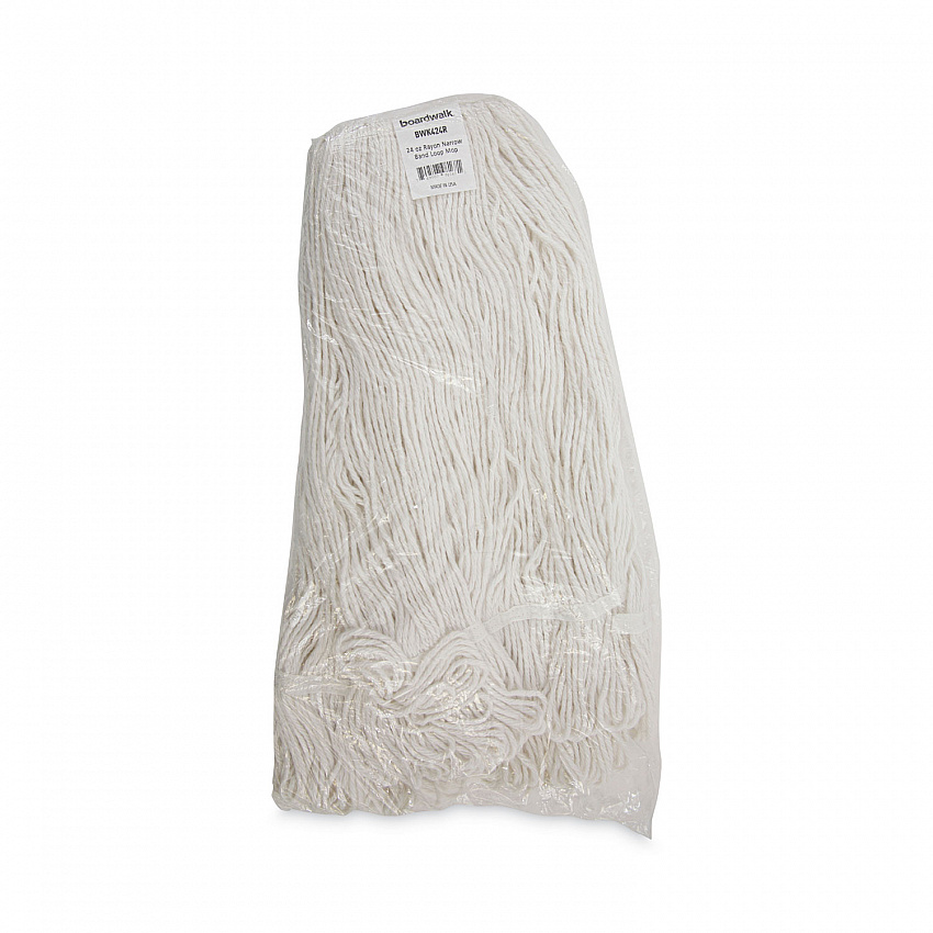 Pro Loop Web/Tailband Wet Mop Head, Rayon, 24 oz, White, 12/Carton (424RCT)